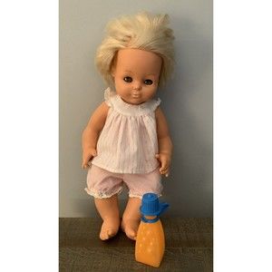Fisher Price My Bathing Baby Doll # 241 Blonde Empty Bubble Bottle 1982 READ